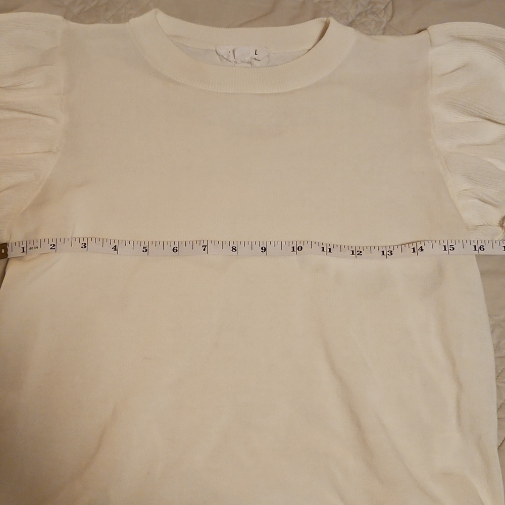 THML Cream Ruffle Sleeve Tee - Picture 6 of 10